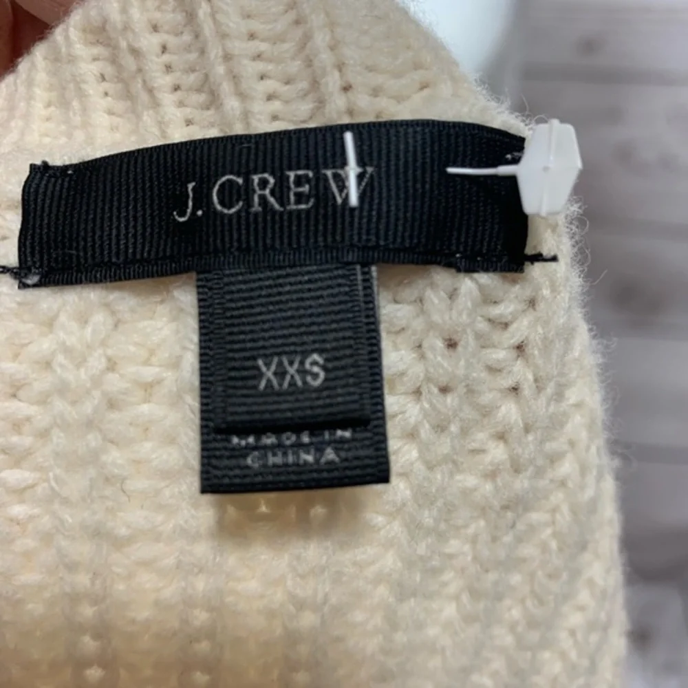 J.Crew Lambs Wool Cream Pointelle Crewneck Sweater